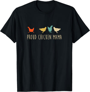 Funny Vintage Chickens Shirt, Proud Chicken Mama Pet Gift T-Shirt - T-Shirt | Black