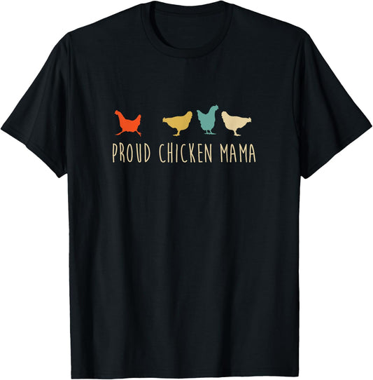 Funny Vintage Chickens Shirt, Proud Chicken Mama Pet Gift T-Shirt - T-Shirt | Black