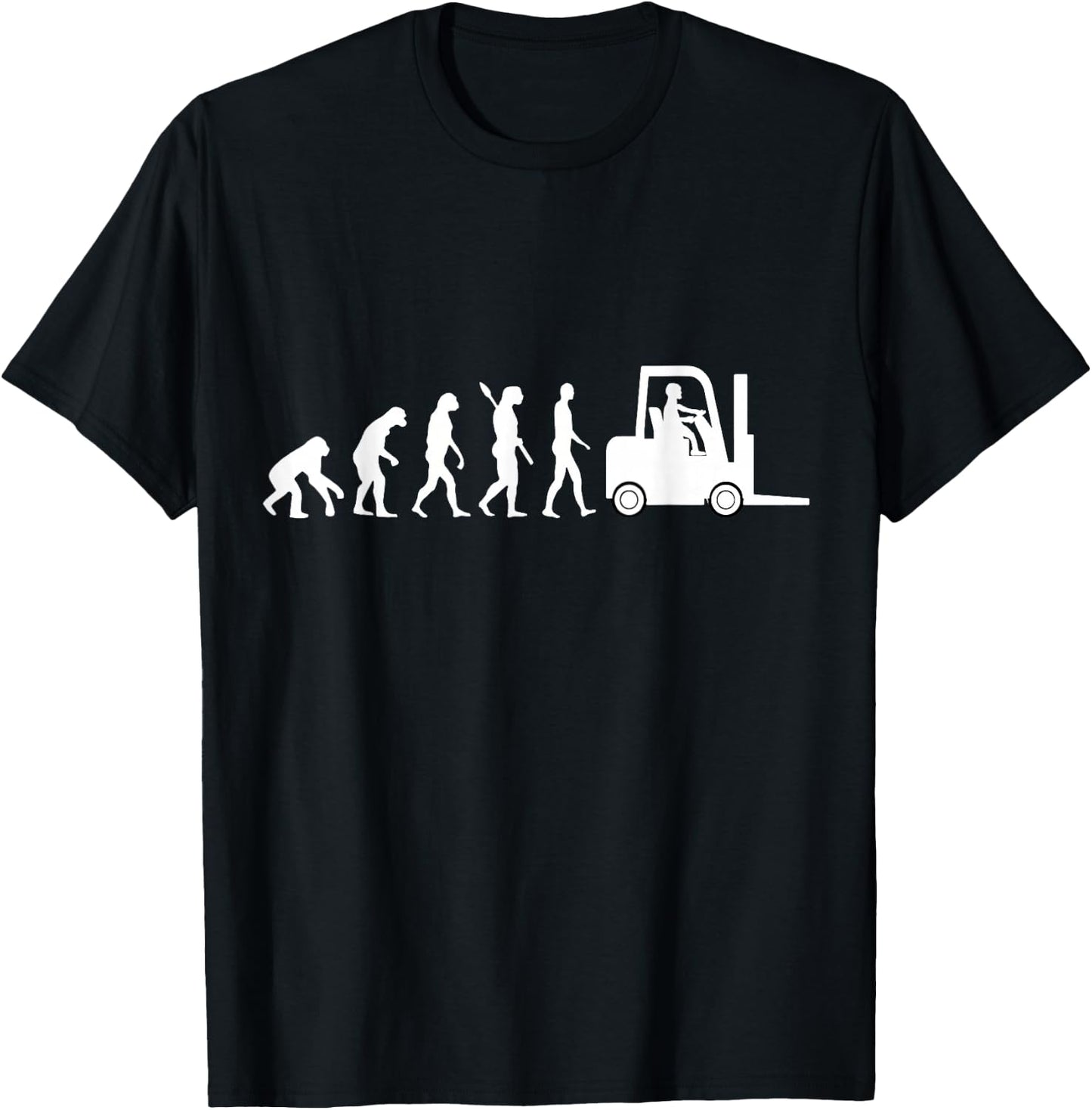 Forklift Driver Fork Hoist Evolution Warehouse Worker T-Shirt - T-Shirt | Black