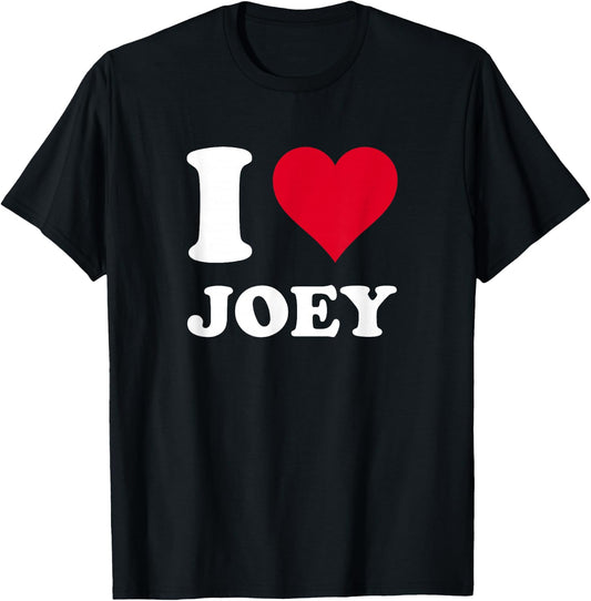 I Heart Joey -Adults I Love Joey Black Small Classic Fit Short Sleeve T-Shirt - T-Shirt | Black