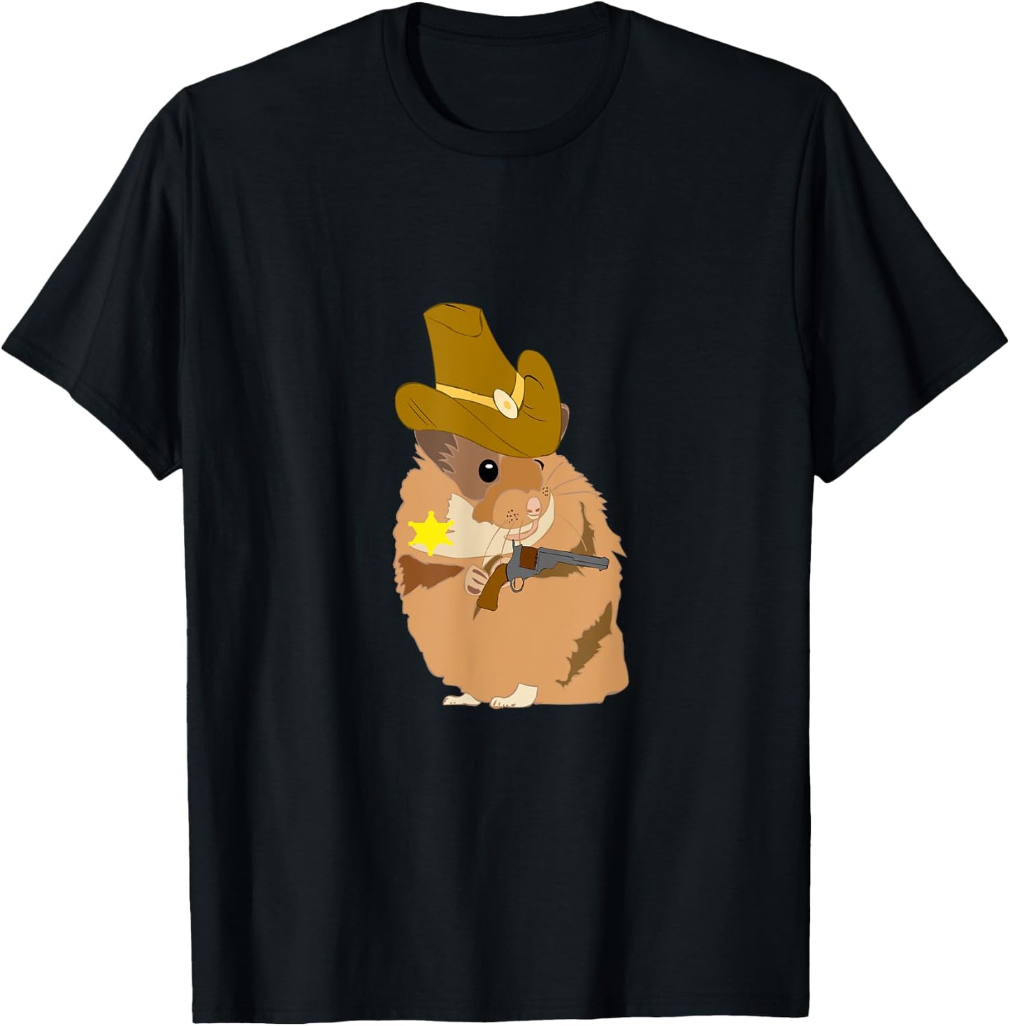 Cowboy Hamster Wild West Sherrif Hammy Howdy Rancer T-Shirt - T-Shirt | Black