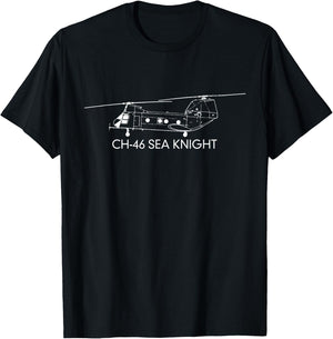 CH-46 Military Helicopter Gift T-Shirt - T-Shirt | Black