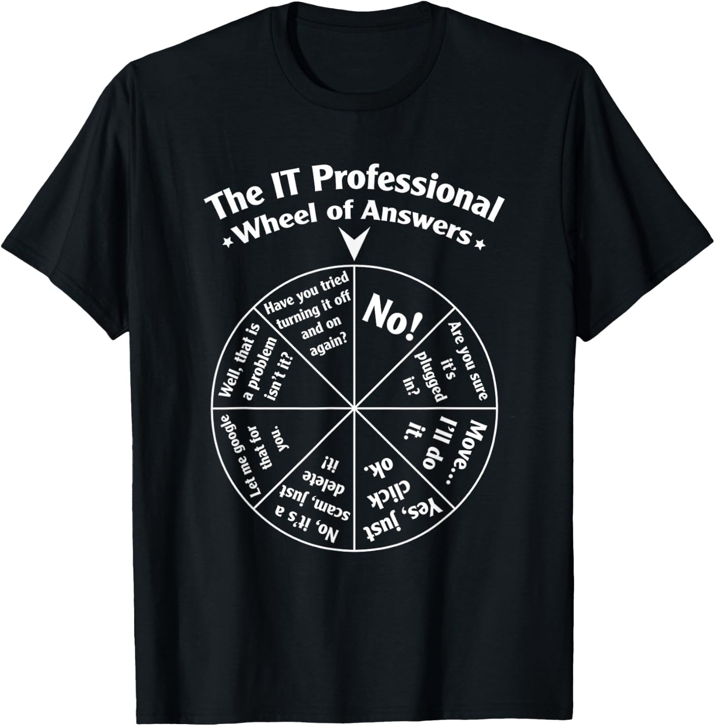 The IT Professional Wheel of Answers T-Shirt - T-Shirt | Black