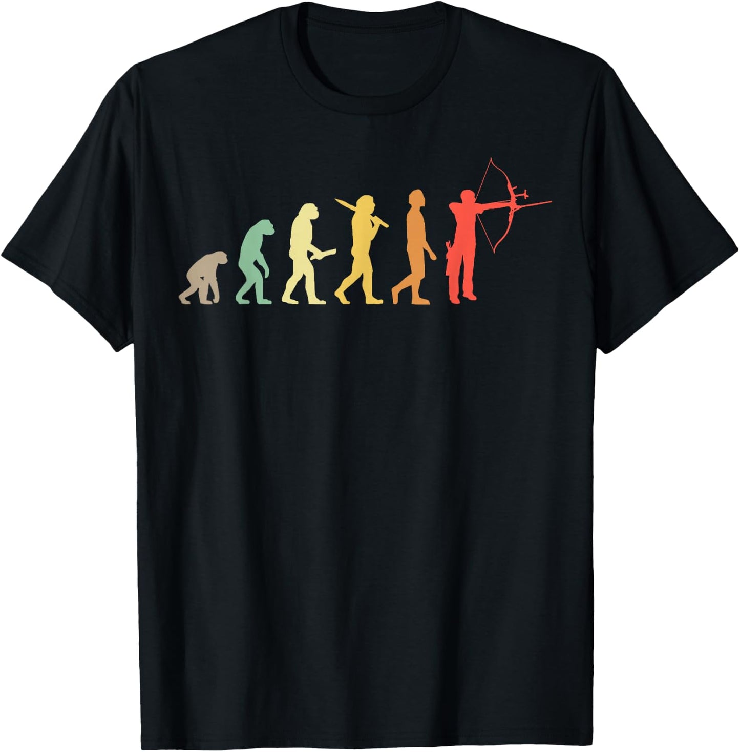 Retro Archery Evolution Gift Archers T-Shirt - T-Shirt | Black