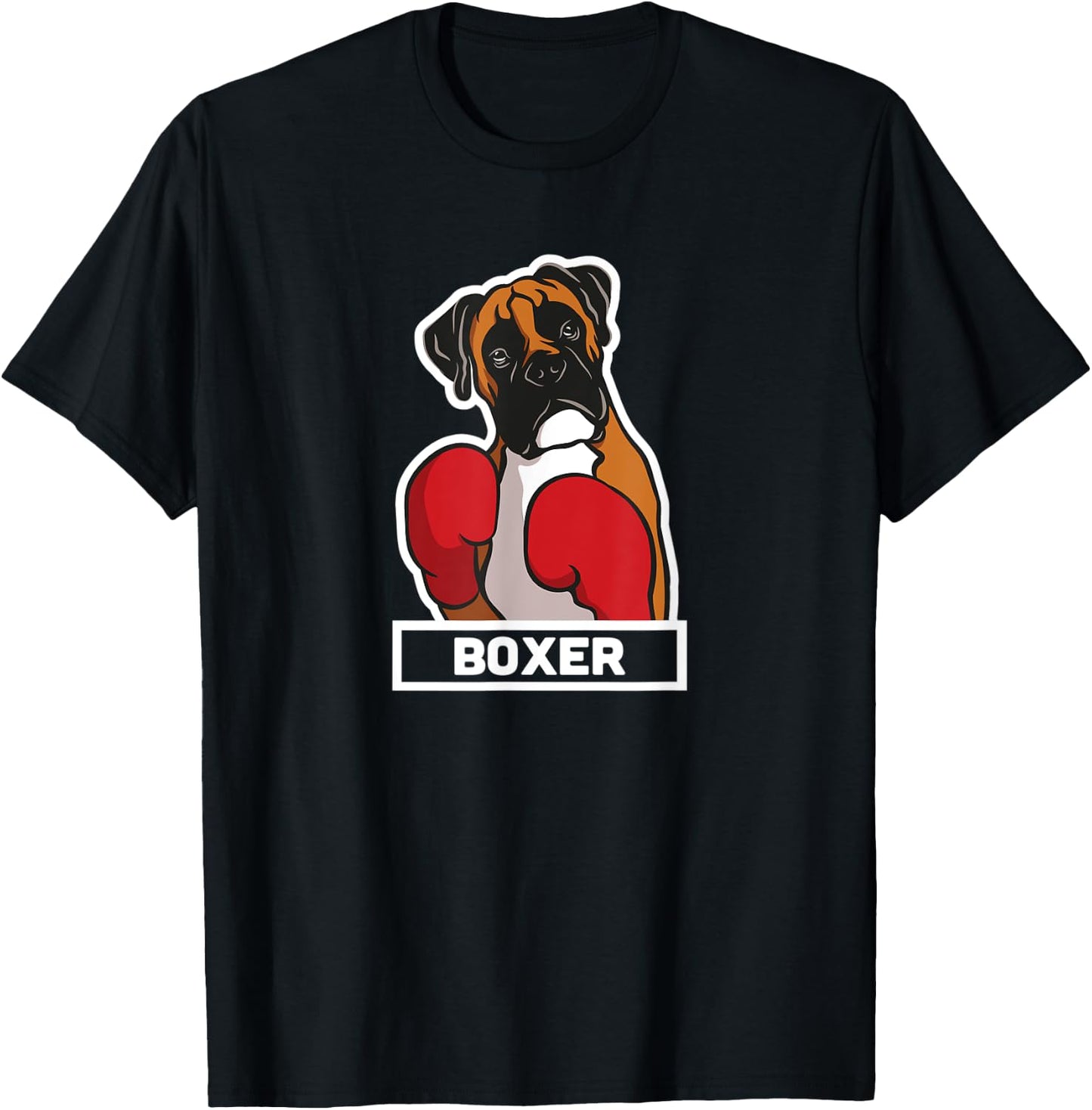 Boxer Dog Boxing Gloves Funny Boxing Women Kids T-Shirt - T-Shirt | Black
