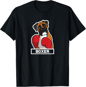 Boxer Dog Boxing Gloves Funny Boxing Women Kids T-Shirt - T-Shirt | Black