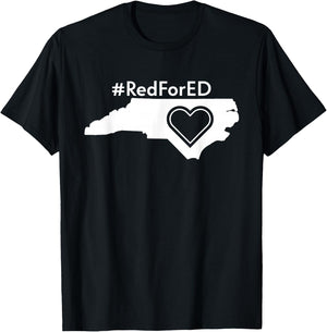 RedForEd Shirt North Carolina Red For Ed Teacher Protest NC T-Shirt - T-Shirt | Black