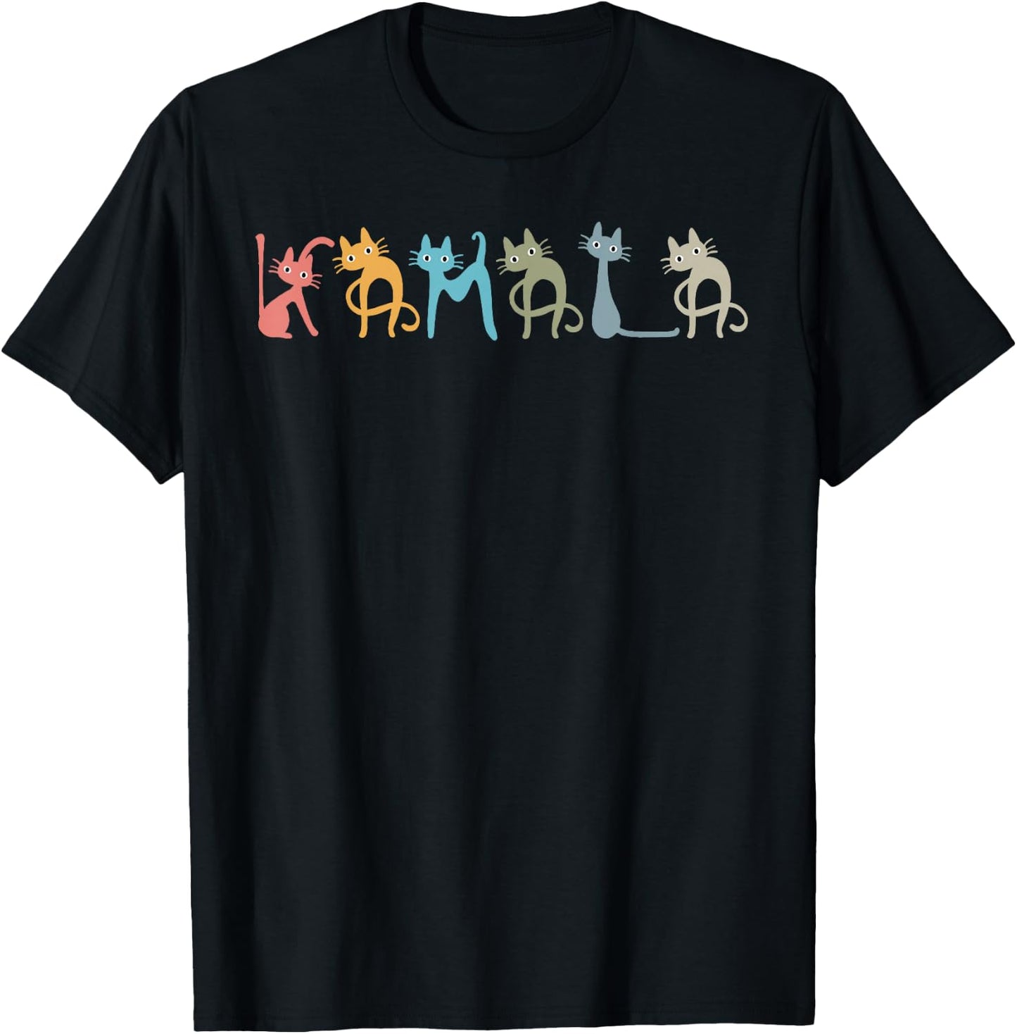 Kamala Harris Cat Lettering Funny Cat Ladies for Kamala T-Shirt - T-Shirt | Black
