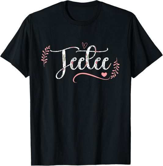 Teetee Floral Grandma Christmas Mother's Day Grandparents T-Shirt - T-Shirt | Black