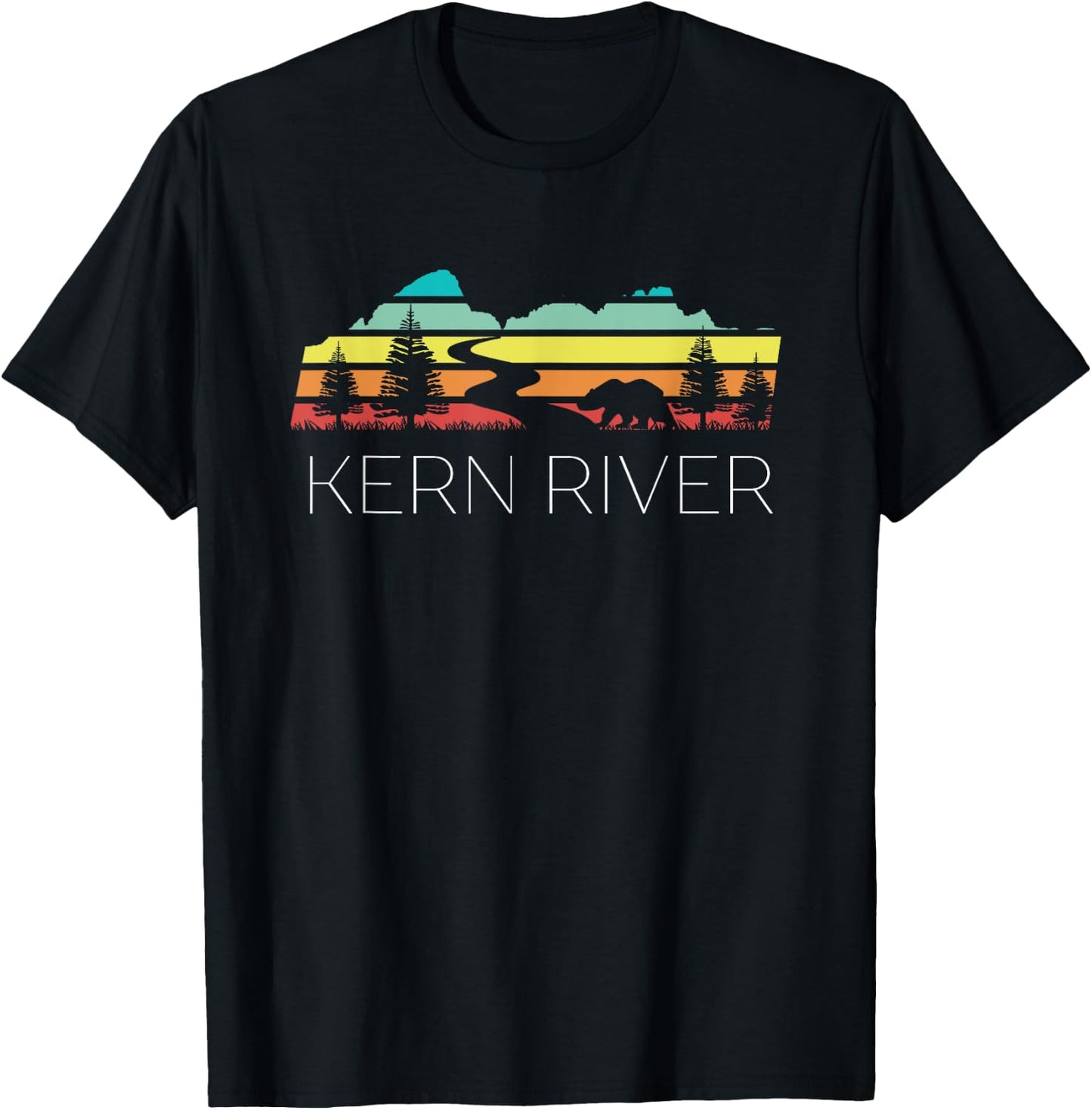 Kern River California Sequoia Forest Kernville Retro Camping T-Shirt - T-Shirt | Black
