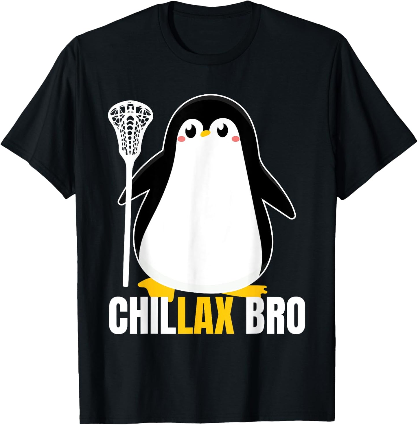 Lacrosse Penguin Funny LaX Team Lacrosse Christmas Pj T-Shirt - T-Shirt | Black