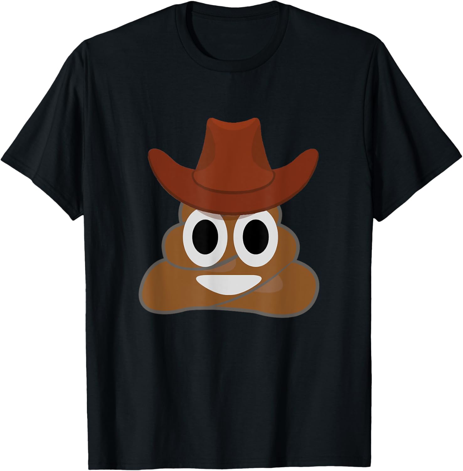 Cowboy Hat Emoticon Poop - Happy Face Cartoon Horse T-Shirt - T-Shirt | Black