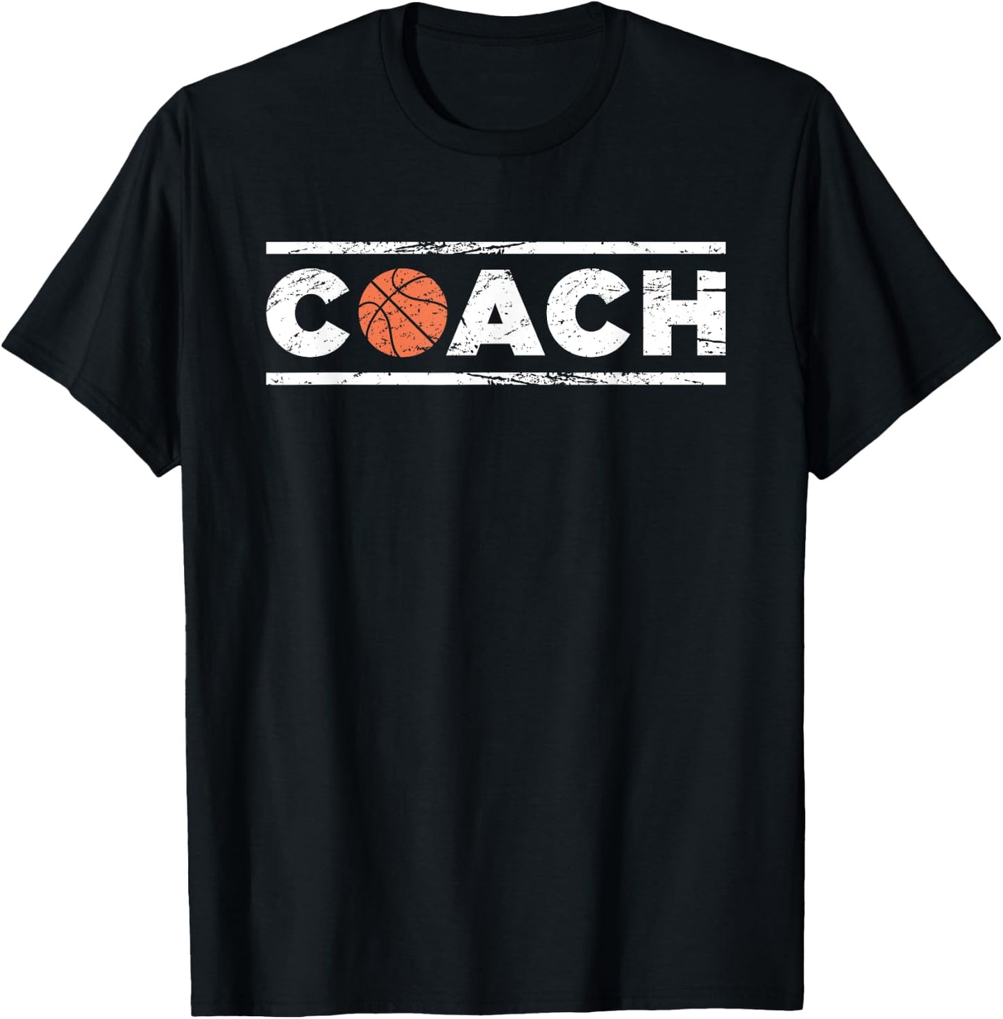 Distressed Basketball Coach T-Shirt - T-Shirt | Black