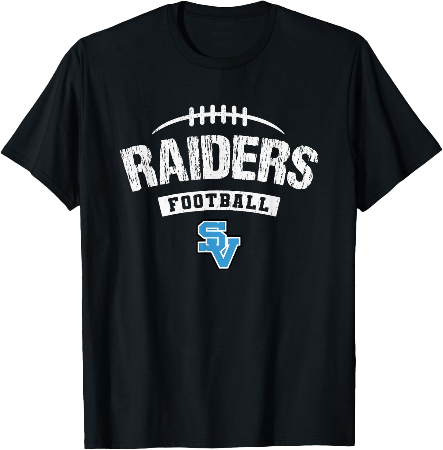 Seneca Valley Raiders Logo Football Distressed HS T-Shirt - T-Shirt | Black