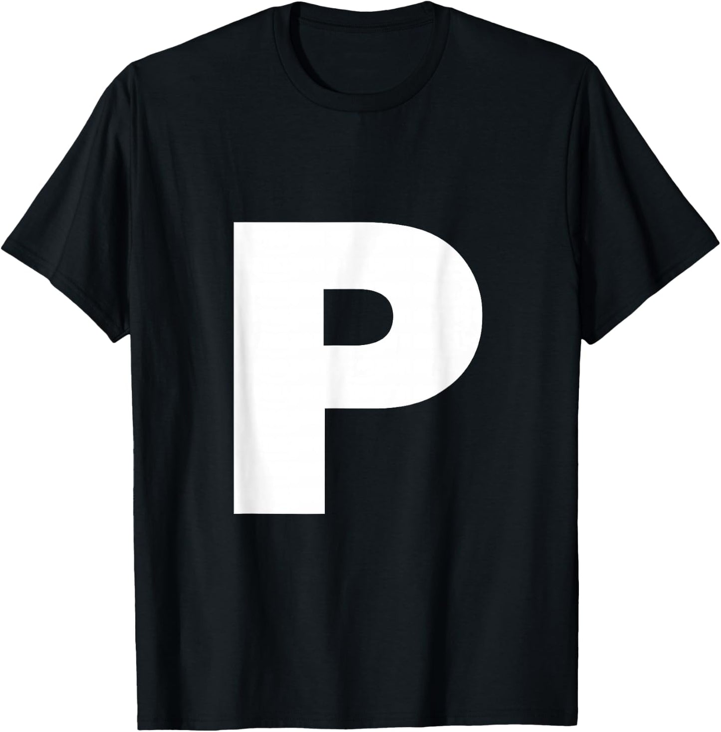 Letter P Capital Alphabet Monogram Initial T-Shirt - T-Shirt | Black