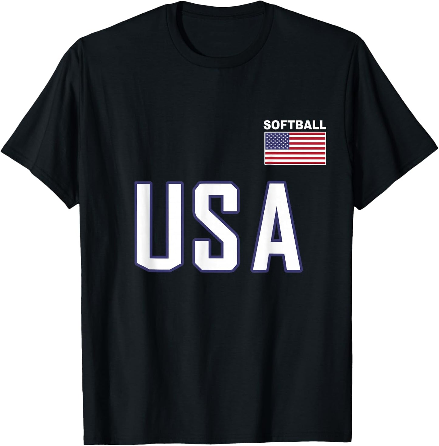 USA Flag Softball Pocket Team Jersey Gift Top T-Shirt - T-Shirt | Black