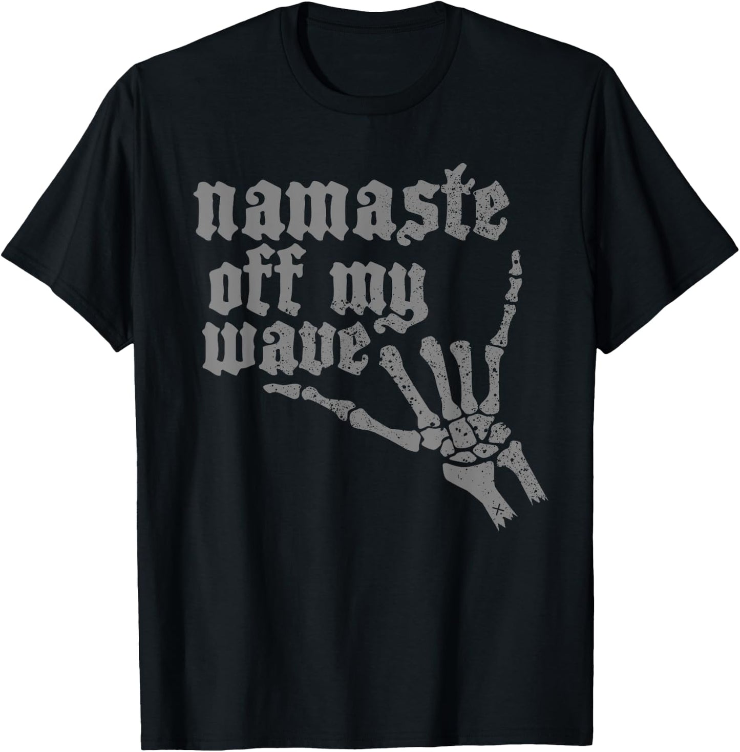 Namaste Stay Off My Wave Skeleton Shaka Surf T-Shirt - T-Shirt | Black