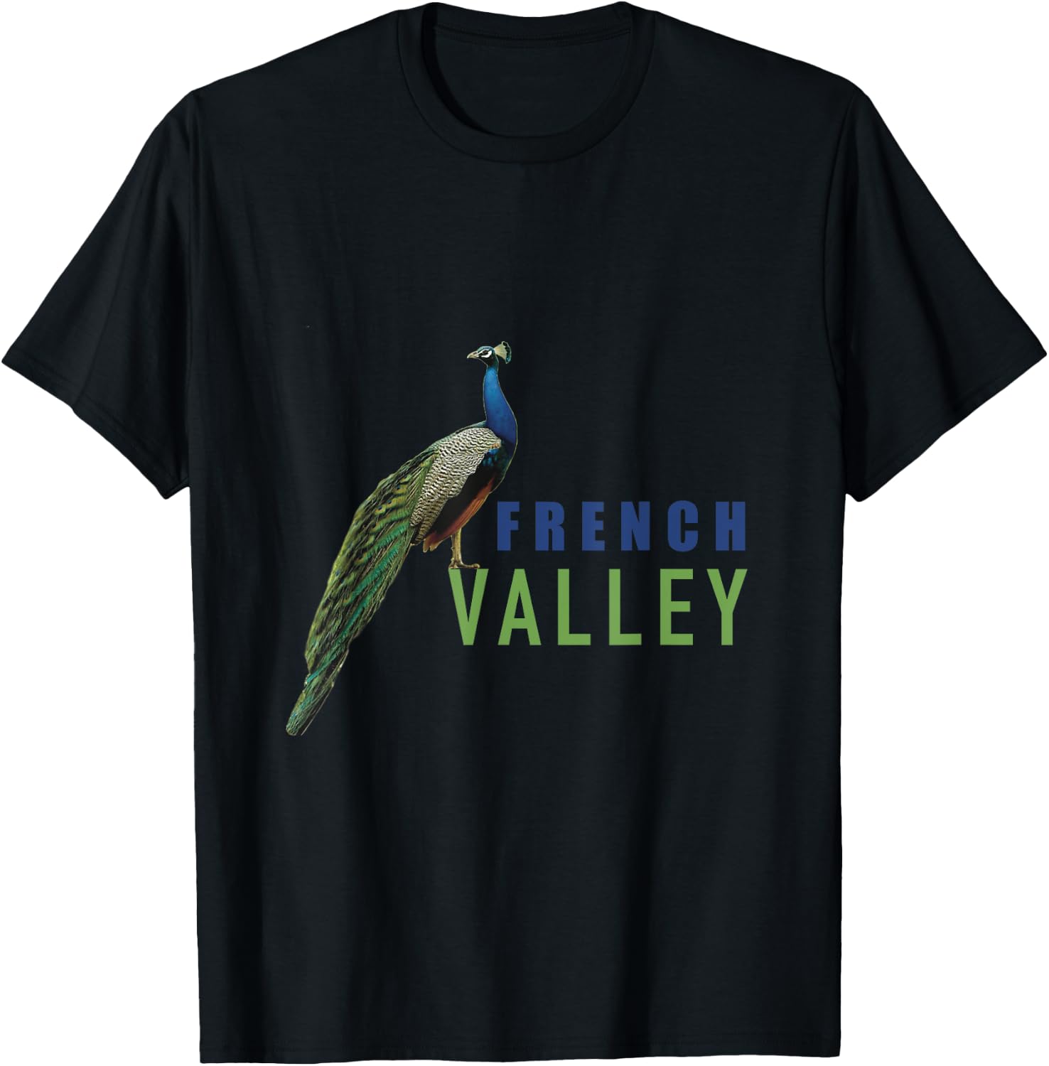 Peacock French Valley T-Shirt - T-Shirt | Black