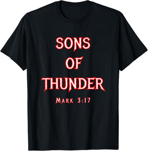 Sons Of Thunder Zebedee James and John Mark 3:17 Bible T-Shirt - T-Shirt | Black