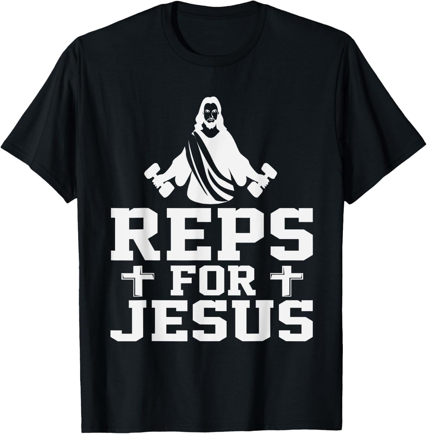 Reps For Jesus Funny Christian Gym Fitness Biceps Quote Gift T-Shirt - T-Shirt | Black