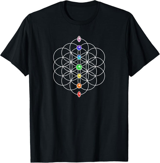 Flower of Life, Chakra, Sacred Geometrie, Yoga, Symbol T-Shirt - T-Shirt | Black
