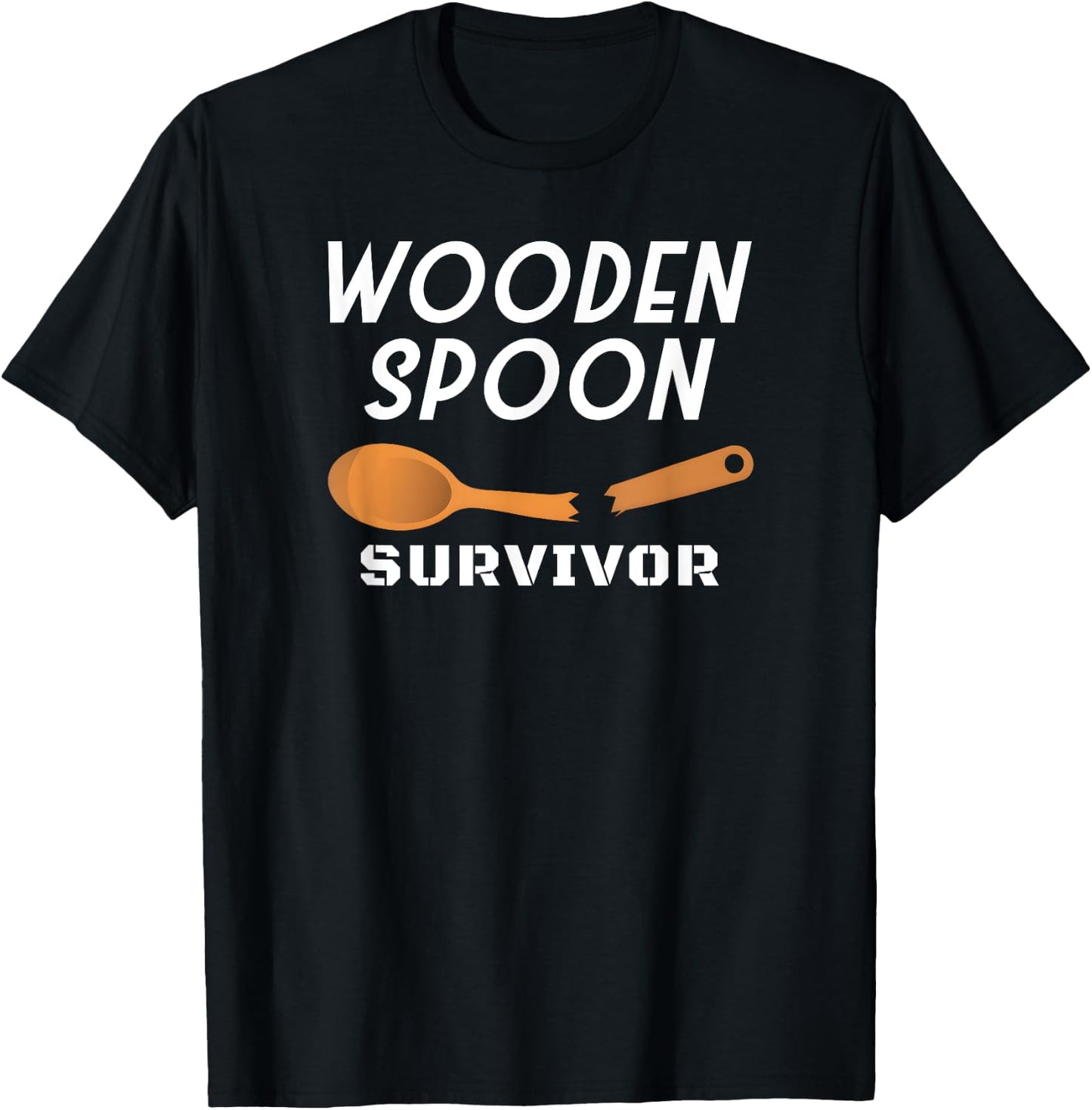 Wooden Spoon Survivor Mom's Humor Retro Design T-Shirt - T-Shirt | Black