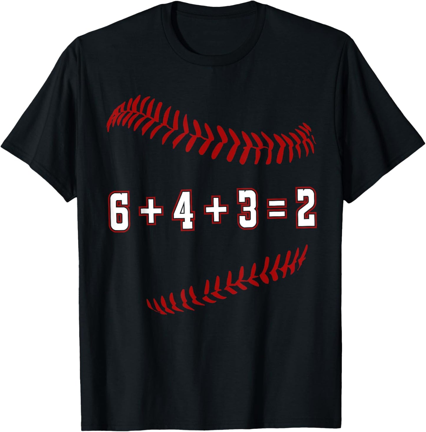 Funny Baseball Gift 6+4+3 2 baseball Double Play T-Shirt - T-Shirt | Black