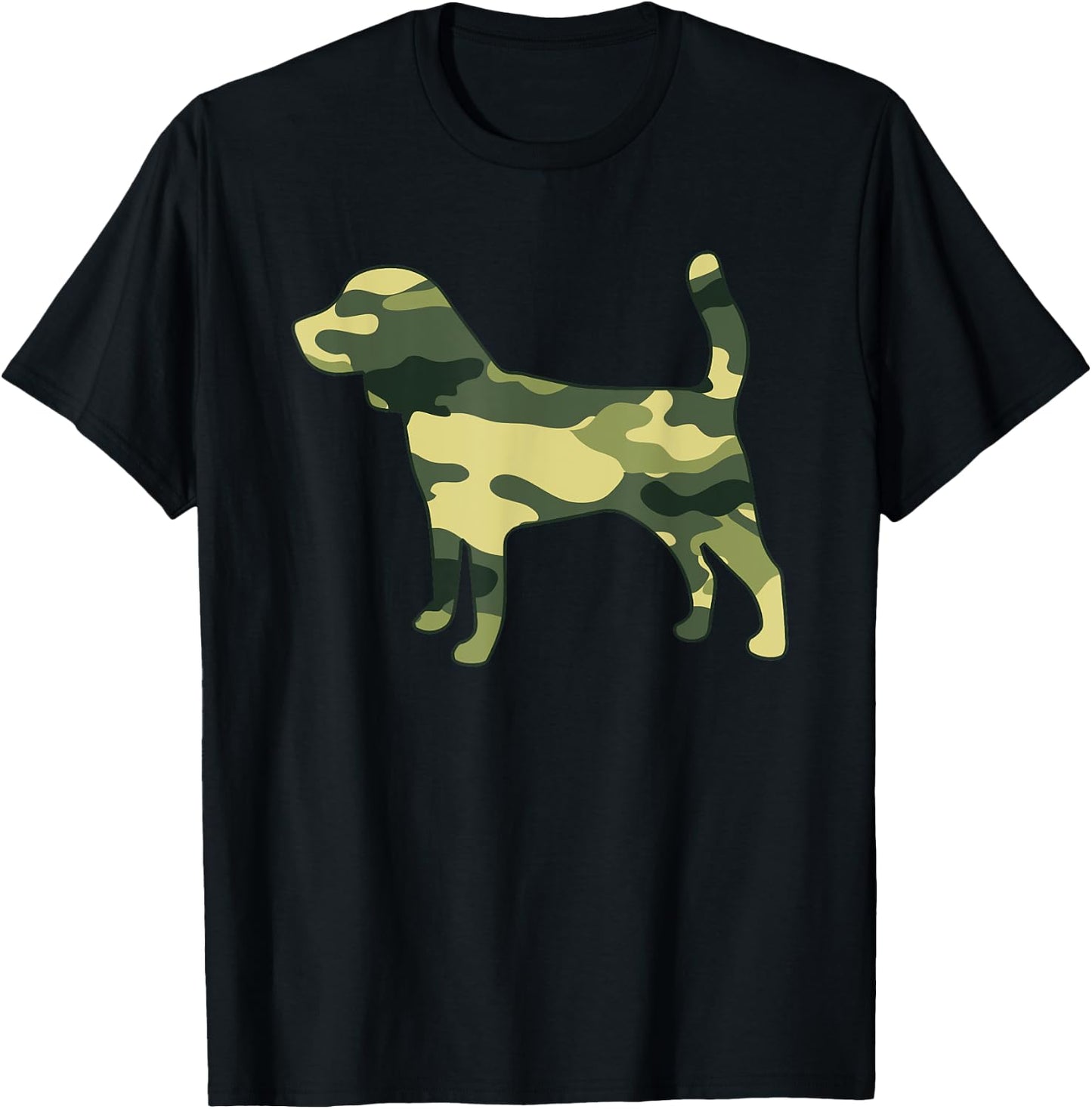 Military Beagle Camo Men Print US Puppy Dog Pet Veteran Gift T-Shirt - T-Shirt | Black