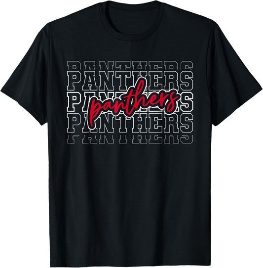Vintage Panthers School Sports Name Spirit Back To School T-Shirt - T-Shirt | Black