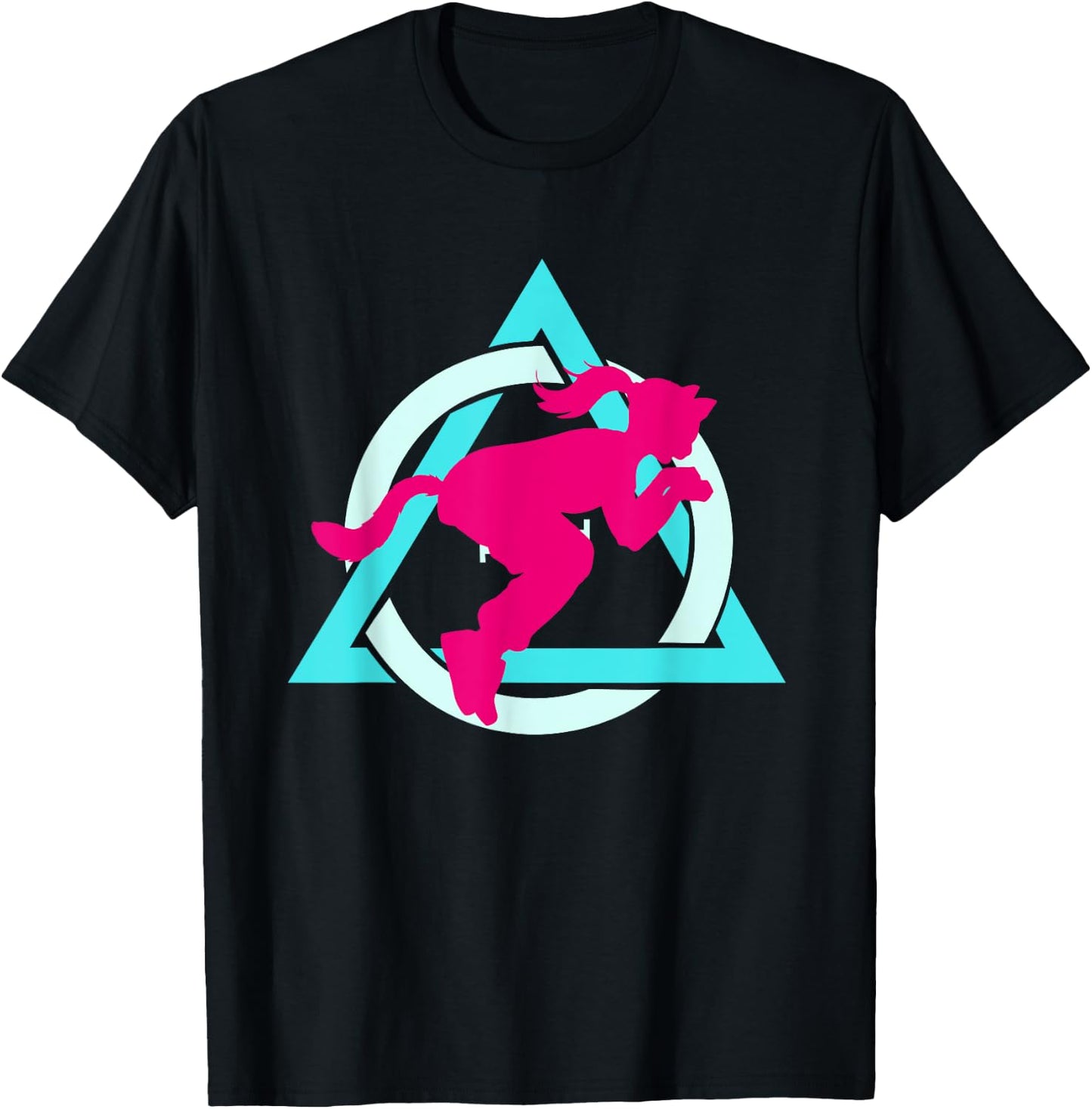 Therian quadrobics sign with jumping girl logo Therianthropy T-Shirt - T-Shirt | Black