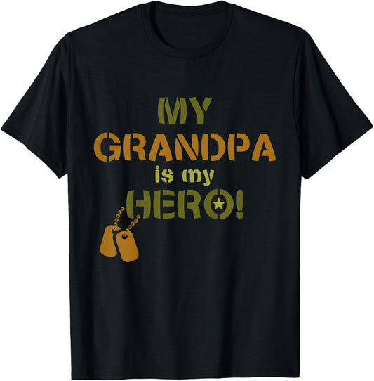 My Grandpa Is My Hero Military Soldier Dog Tags T-Shirt - T-Shirt | Black