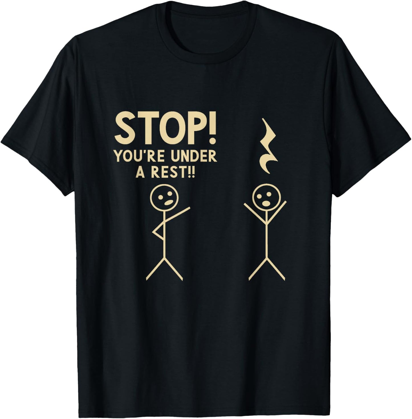 StrikeAChordClothing Co. Stop You're Under Arrest Funny Music Notation Theory Joke - Black, Small T-Shirt - T-Shirt | Black