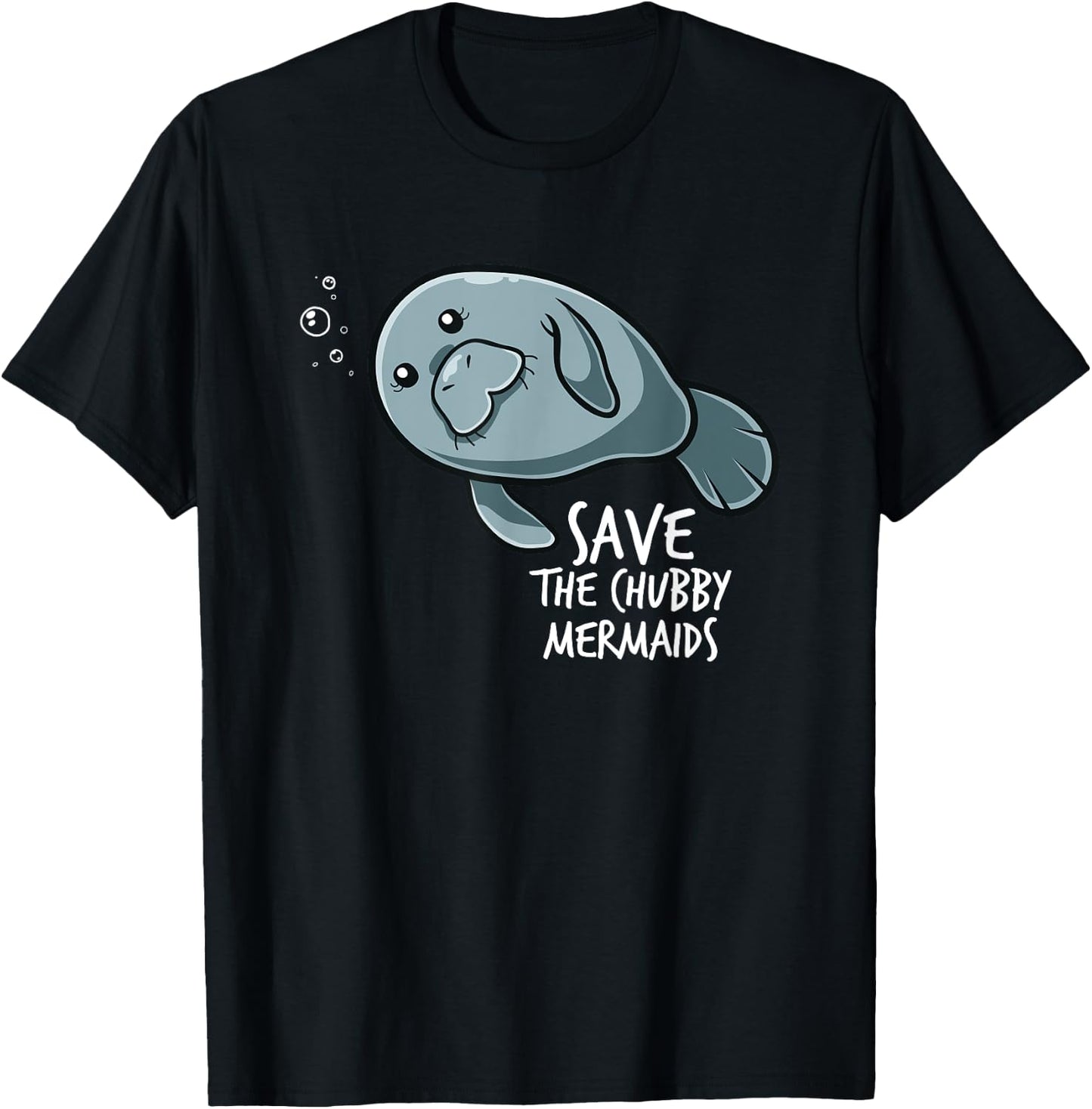 Save The Chubby Mermaid Sea Animal Flaoty Potato Manatee T-Shirt - T-Shirt | Black