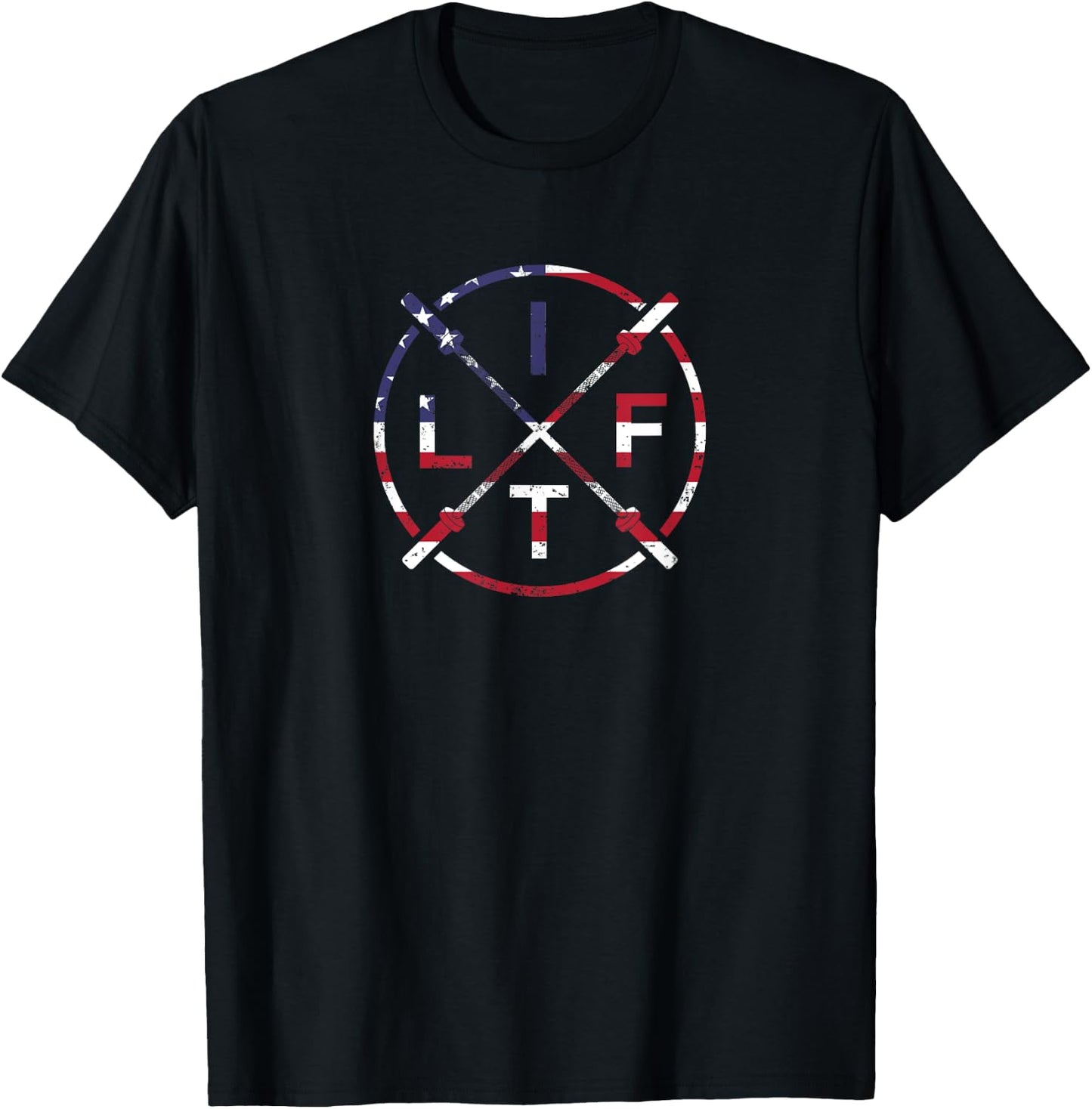 Weight Lifting Gym Workout Fitness Lift 4th of July Flag Men T-Shirt - T-Shirt | Black