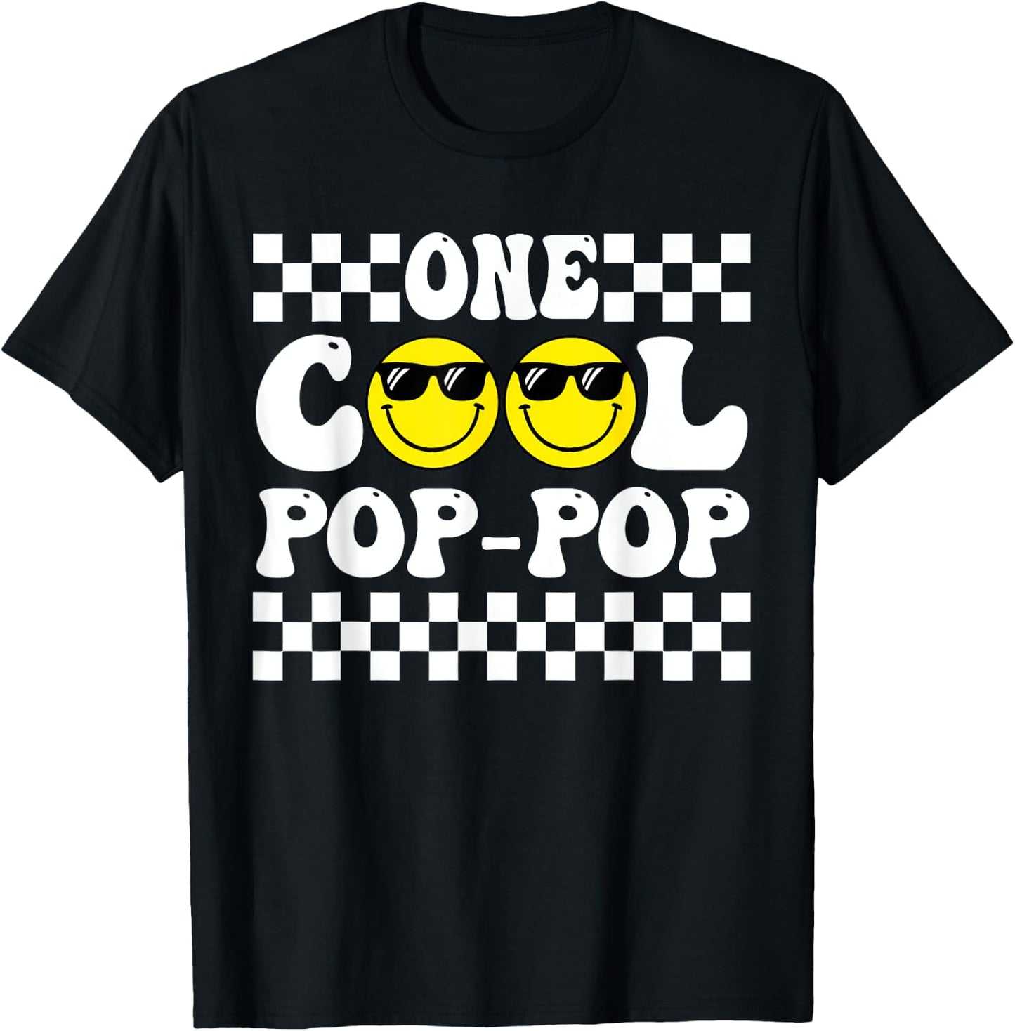 One Happy Dude 1st Birthday One Cool Pop Pop Family Matching T-Shirt - T-Shirt | Black