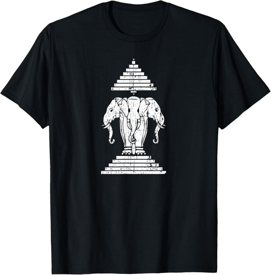 Laos 3 Headed Elephant Erawan Airavata | Laotian | Sabaidee T-Shirt - T-Shirt | Black