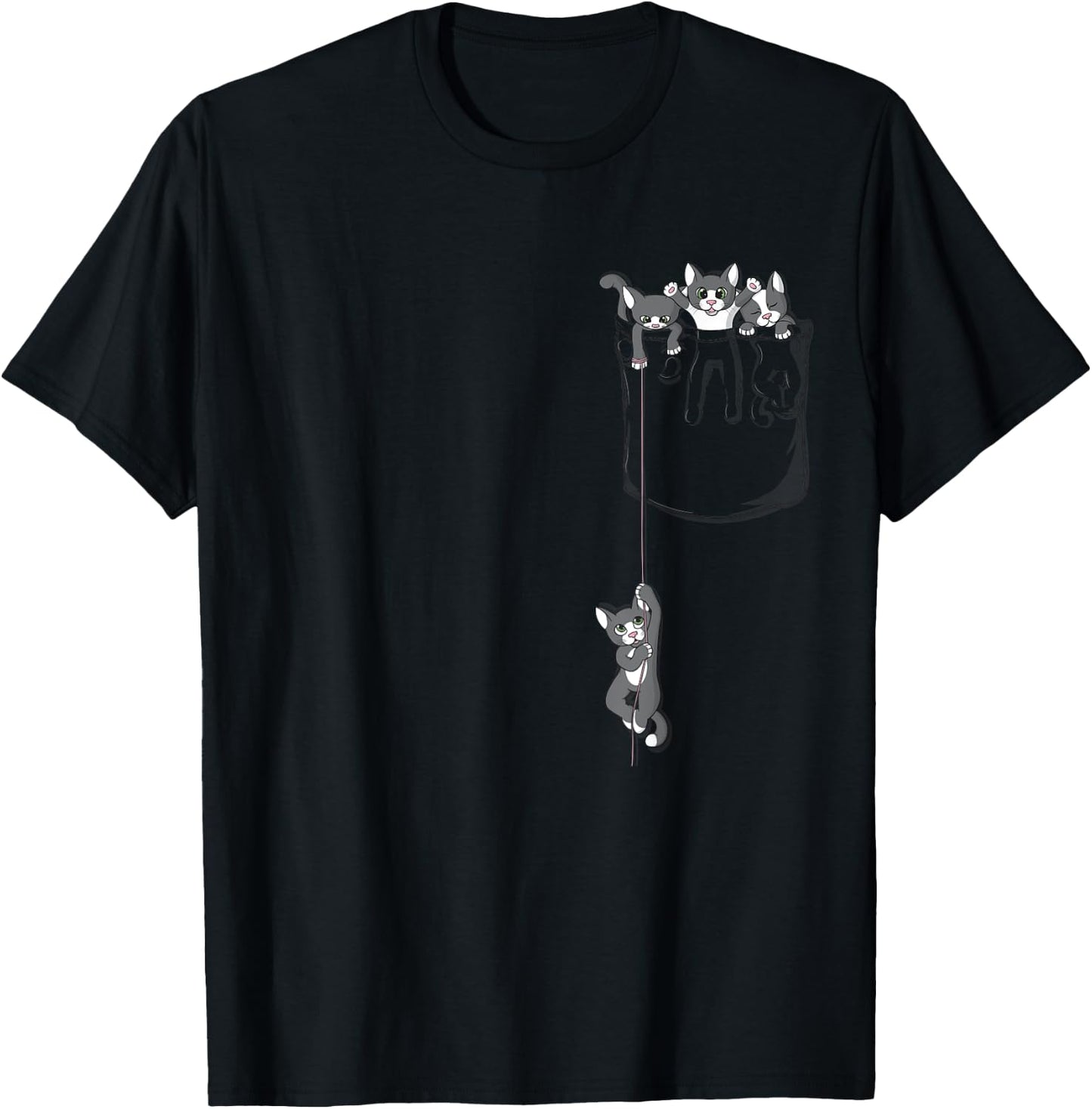 Cute Kittens Playing in the Pocket, Cat Men Women Kids T-Shirt - T-Shirt | Black