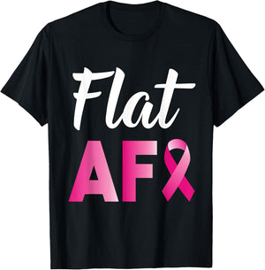 Breast Cancer Mastectomy Flat AF Survivor T-Shirt - T-Shirt | Black