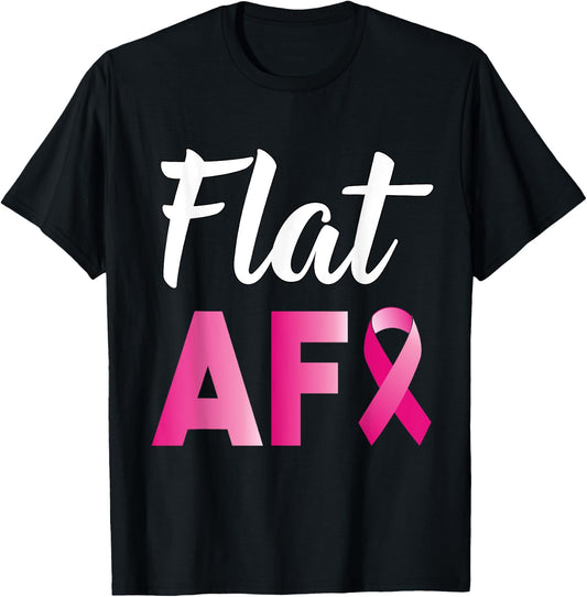 Breast Cancer Mastectomy Flat AF Survivor T-Shirt - T-Shirt | Black