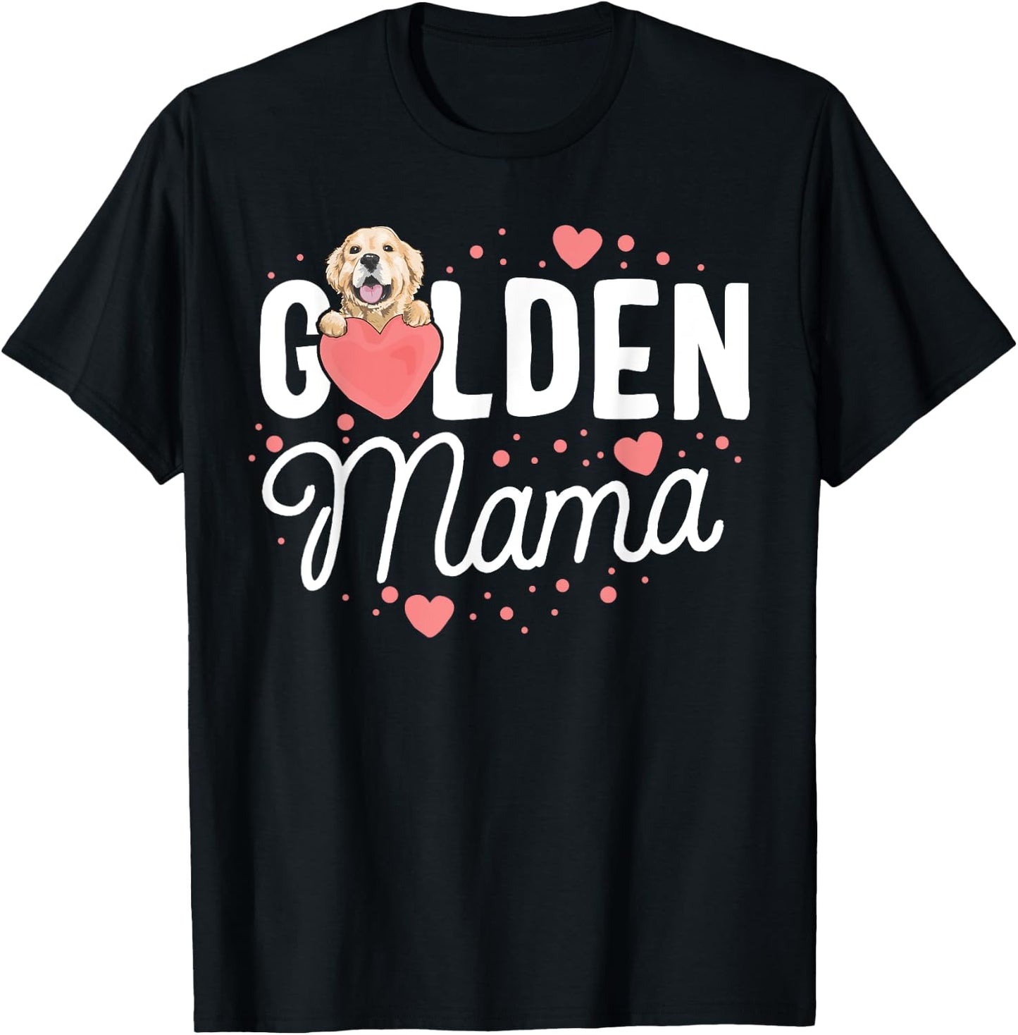 Golden Retriever Mama Gift Heart Lover Mom Mother Women T-Shirt - T-Shirt | Black