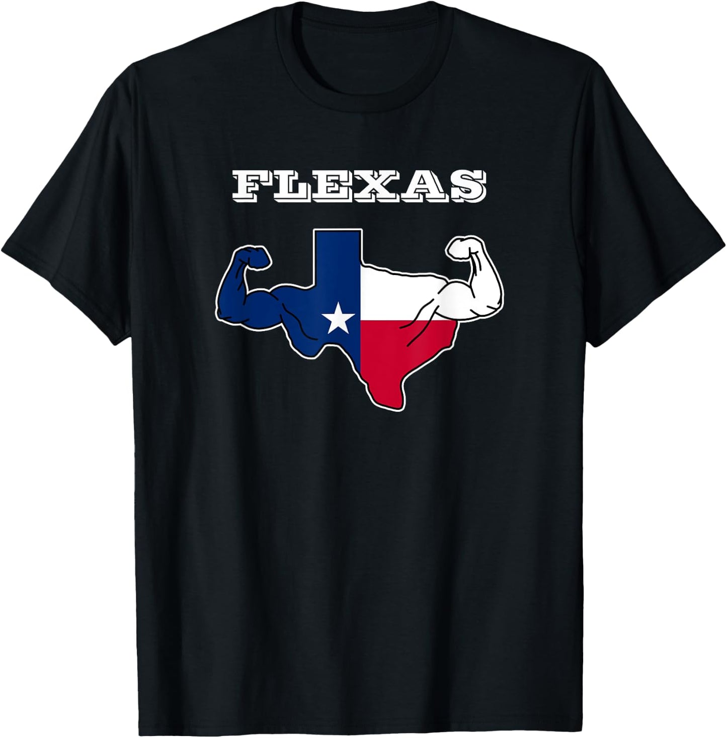 Texas Flag Flexas Gym Workout Weightlifting Shirt T-Shirt - T-Shirt | Black