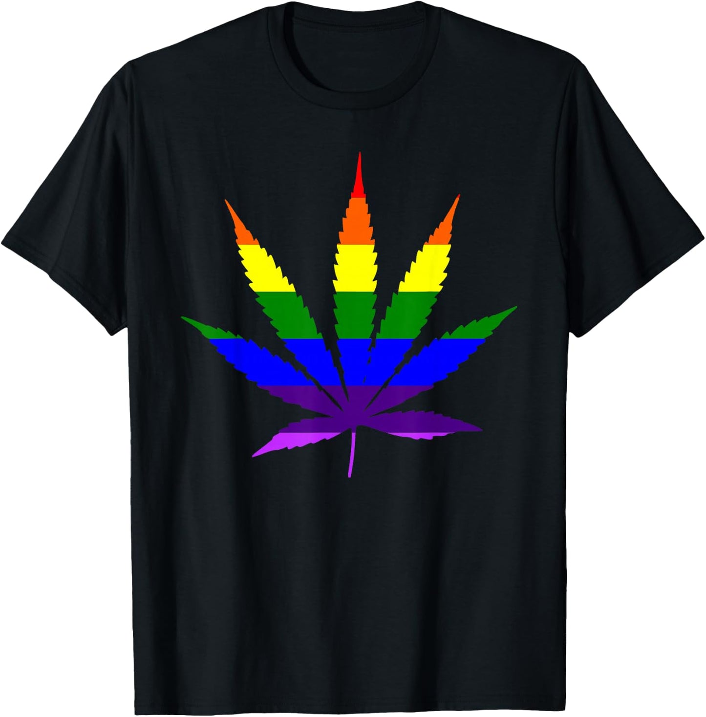 Rainbow Marijuana Leaf Pot Leaf Pride Shirt T-Shirt - T-Shirt | Black