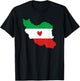 Map of Iran Flag Colors with Heart T-Shirt - T-Shirt | Black