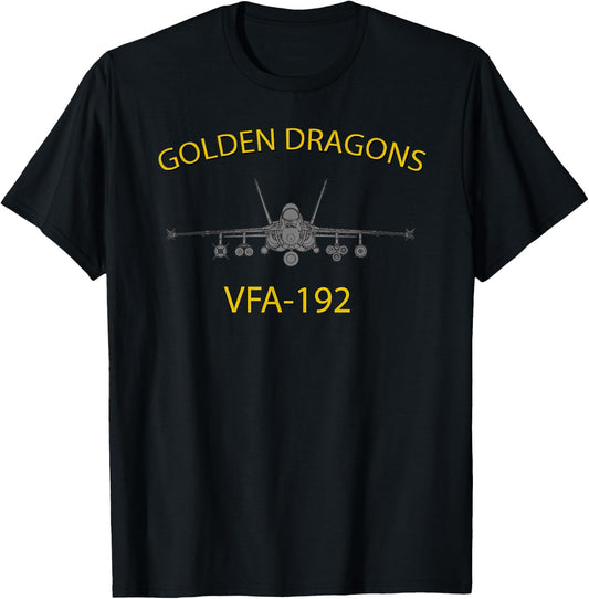 VFA-192 "Golden Dragons" Squadron F-18 Super Hornet T-Shirt - T-Shirt | Black
