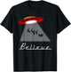 Funny Alien Christmas Shirt Believe UFO Santa Abduction Gift T-Shirt - T-Shirt | Black