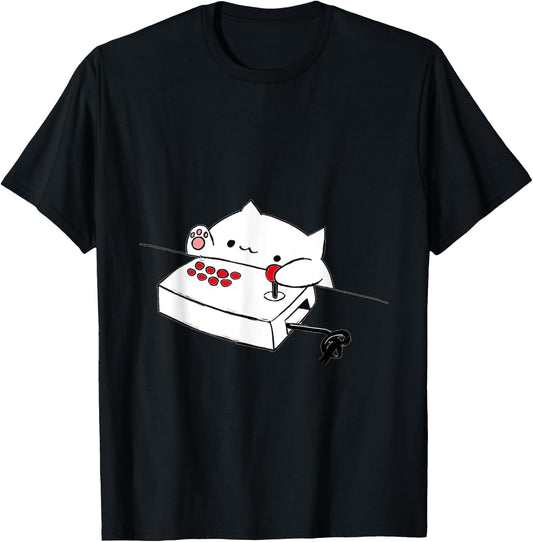 Funny Bongo Cat Funny Cute Gamer Meme Cat Men Women Kids T-Shirt - T-Shirt | Black