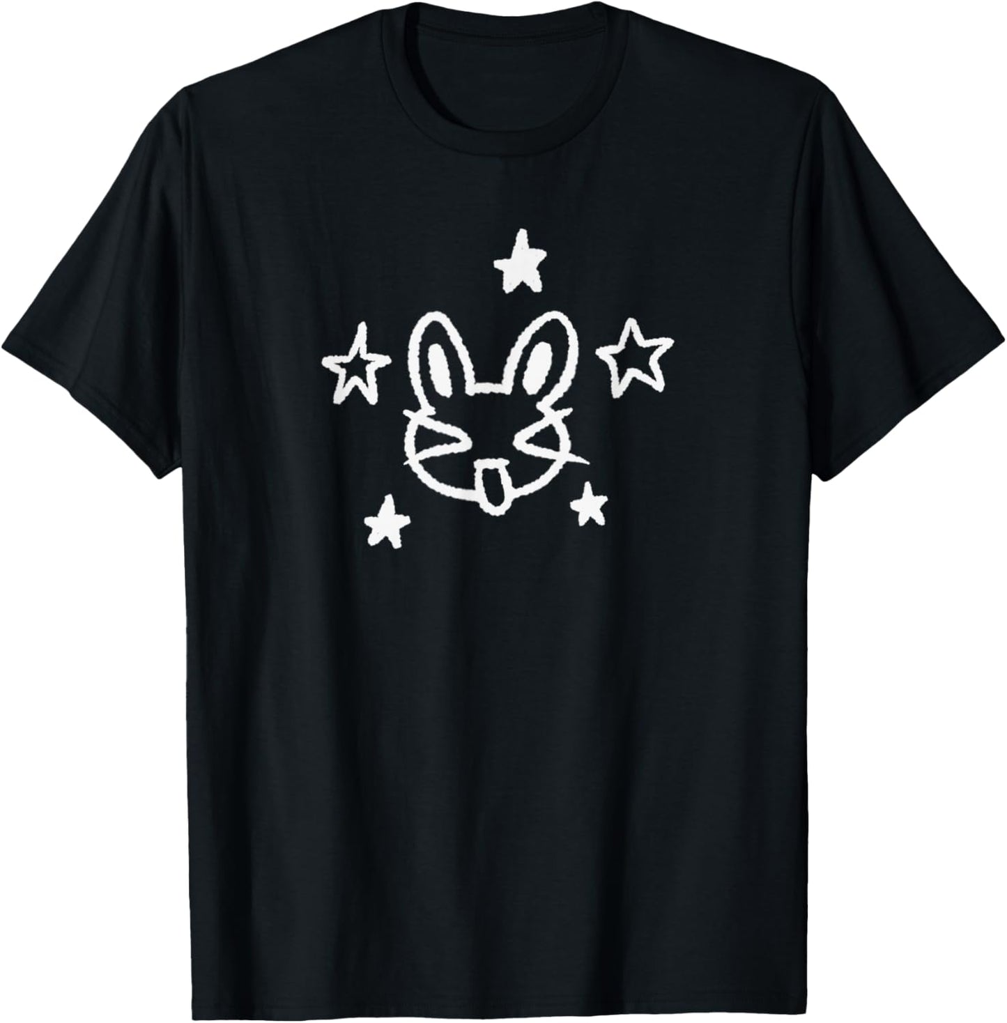 90s Y2K Sassy Cheeky Bunny Rabbit Hare under Starry T-Shirt - T-Shirt | Black