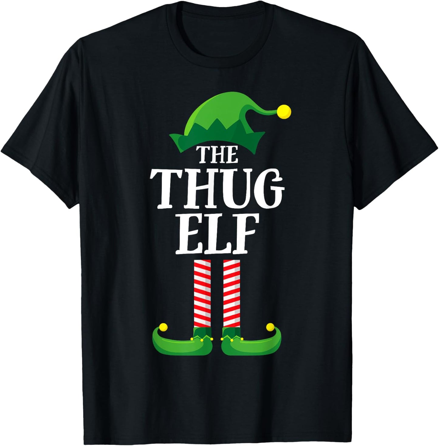 Thug Elf Matching Family Group Christmas Party Pyjamas T-Shirt - T-Shirt | Black