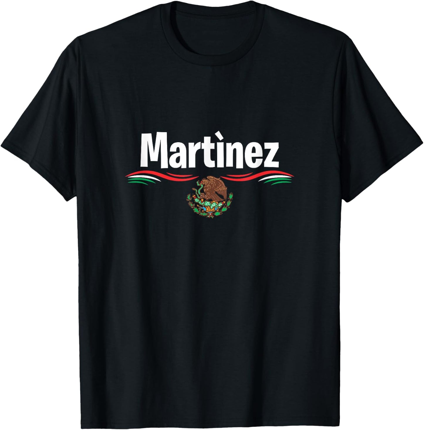 Mexico Flag T Shirt Spanish Day of Birth Name Martinez T-Shirt - T-Shirt | Black