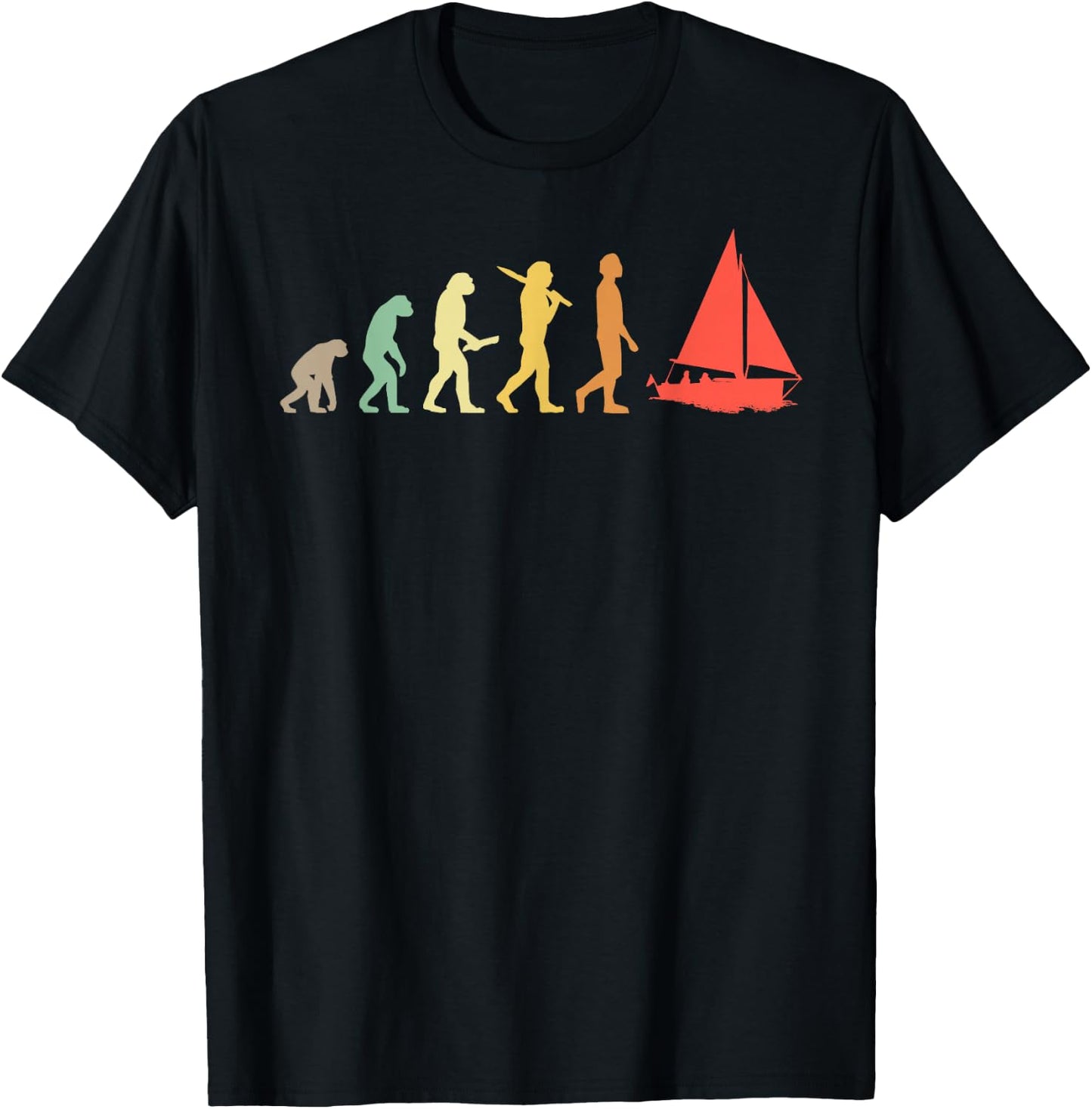 Retro Sailing Evolution Gift Sailors & Skippers T-Shirt - T-Shirt | Black